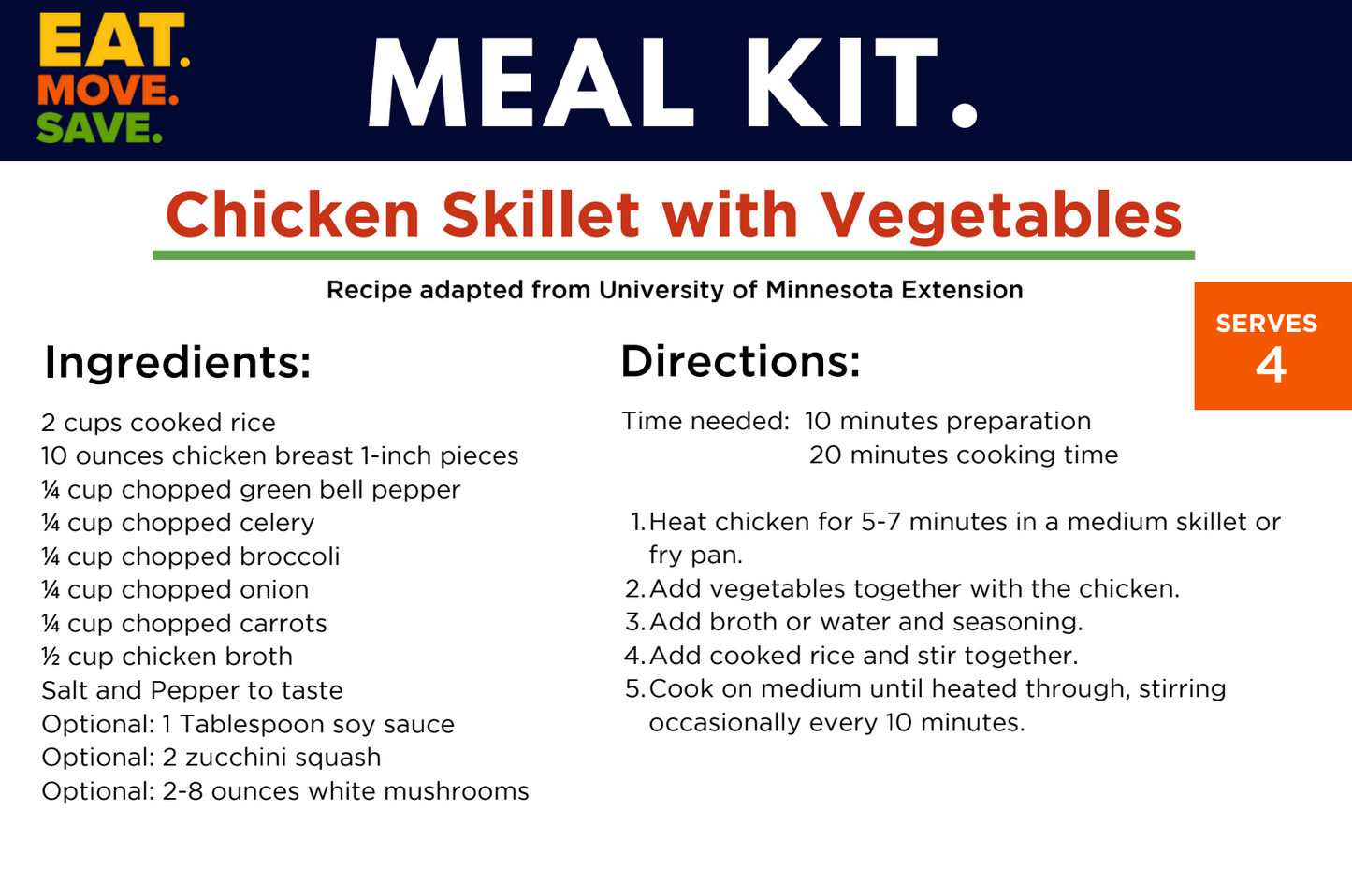 Eat. Move. Save. Chicken Skillet Meal Kit