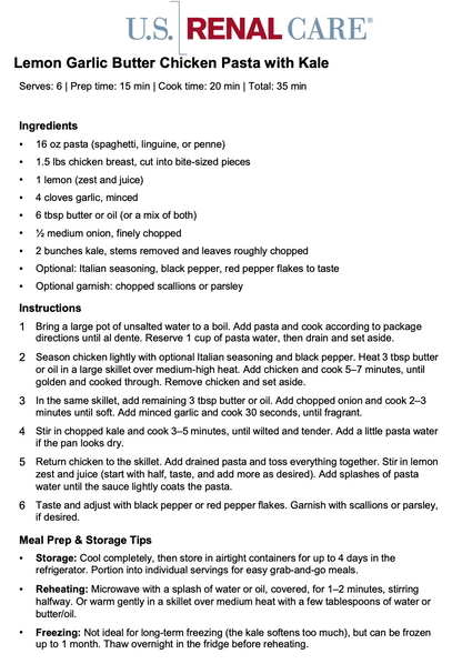 USRC Kidney-Friendly Meal Kits