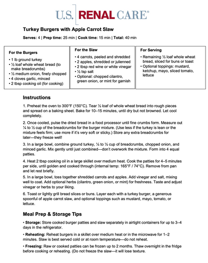 USRC Kidney-Friendly Meal Kits